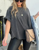 Trendy Oversized Studded Tee