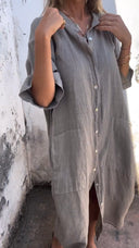 Eco-Friendly Green Maxi Shirt Dress