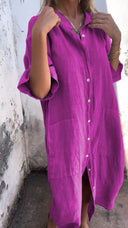 Eco-Friendly Green Maxi Shirt Dress