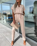 Chic V-Neck Jumpsuit with Belt for Women