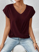 Women's V-Neck Short Sleeve Blouse
