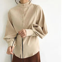 Classic Balloon Sleeve Turtleneck Blouse