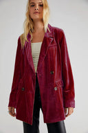 Chic Long Sleeve Velvet Blazer