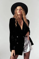 Chic Long Sleeve Velvet Blazer