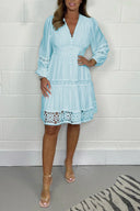 V-Neck Cotton Lace Dress for Stylish Occasions