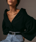 Chic Lantern Sleeve Blouse in Trendy Design