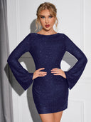 Chic Sequin Dress with Full Sleeves