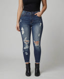 High-Waisted Destroyed Women's Jeans for Trendy Style