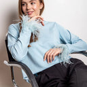 Feather Accented Long Sleeve Top
