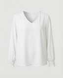 Chic Deep V-Neck Blouse with Statement Sleeves