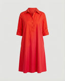 Notched Collar Shirt Dress with Three-Quarter Sleeves
