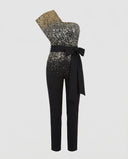 Chic Women's Jumpsuit with Bow Belt & Eye-catching Accents