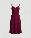Chic Long Draped Dress with Integrated Bra