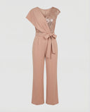 Chic Women's Jumpsuit with Bow Belt & Eye-catching Accents