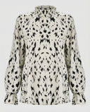 Chic Ruffled Hem Animal Print Blouse