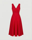 A-Line Midi Dress with Zipper and V-Neck for Cocktail Events