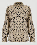 Chic Ruffled Hem Animal Print Blouse