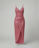 Shimmering High-Slit Wrap Dress for Women