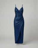 Shimmering High-Slit Wrap Dress for Women