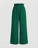 Wide Leg Women's Culotte Pants with Elastic Waist