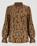 Chic Ruffled Hem Animal Print Blouse