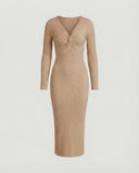 Chic Women's Long-Sleeved Knit Dress with Knot Detail