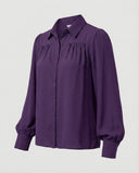 Chic Women's Blouse with Dramatic Sleeves and Ruffle Accents