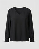 Chic Deep V-Neck Blouse with Statement Sleeves