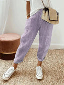Chic Striped Cotton Trousers for Everyday Wear