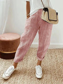 Chic Striped Cotton Trousers for Everyday Wear