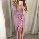 Floral Evening Gown with Stylish Slit