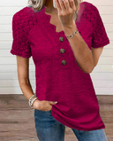 Women's Lace-Trim Short Sleeve Top