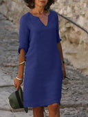 V-Neck Dress for Flattering Belly Coverage