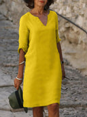V-Neck Dress for Flattering Belly Coverage