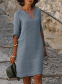 V-Neck Dress for Flattering Belly Coverage