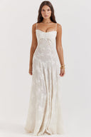 Chic Cream Maxi Dress with Lace Detailing