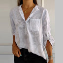 Chic Printed Blouse with Front Pocket