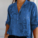 Chic Printed Blouse with Front Pocket
