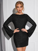 Chic Sequin Dress with Full Sleeves