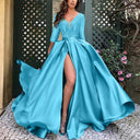 Chic Long Sleeve V-Neck Evening Dresses