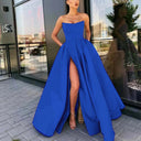 Chic Strapless High-Slit Evening Gowns