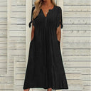 Chic Summer V-Neck Dress with Lace Details