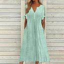 Chic Summer V-Neck Dress with Lace Details
