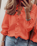 Chic V-Neck Ruffle Blouse