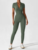 Chic Women's Zipper Jumpsuit - Long & Short Sleeve Options