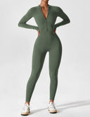 Chic Women's Zipper Jumpsuit - Long & Short Sleeve Options