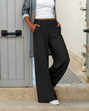 Relaxed Fit Wide Leg Pants with Pockets