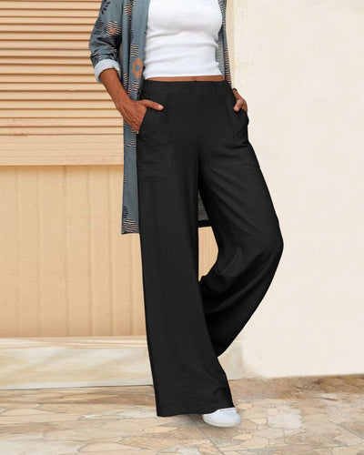 Relaxed Fit Wide Leg Pants with Pockets