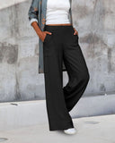 Relaxed Fit Wide Leg Pants with Pockets