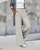 Relaxed Fit Wide Leg Pants with Pockets
